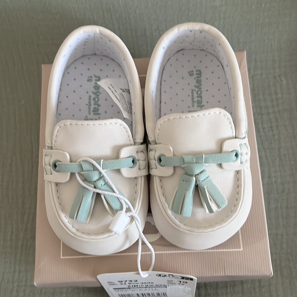 Mayoral Green and white moccasins NIB